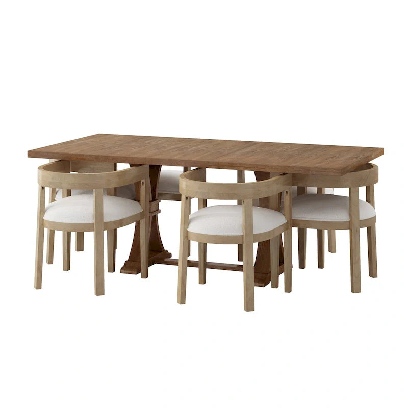 Christopher Knight Home 7-Piece Dining Set with Hudson Fabric and Wood 10