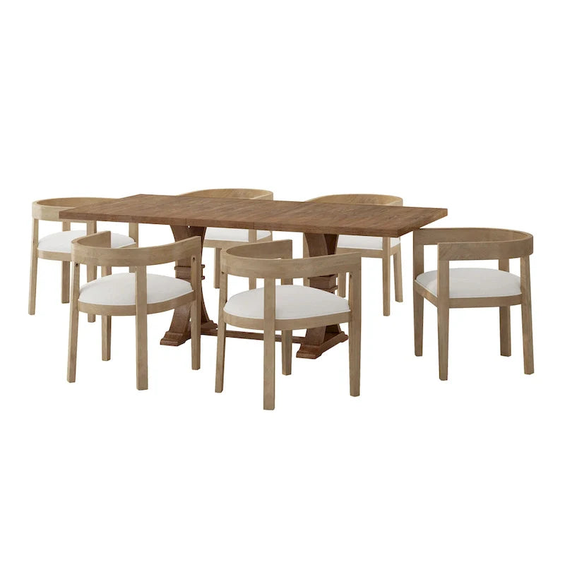 Christopher Knight Home 7-Piece Dining Set with Hudson Fabric and Wood 20