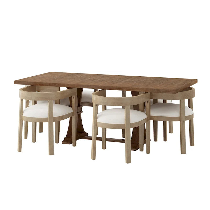 Christopher Knight Home 7-Piece Dining Set with Hudson Fabric and Wood 23