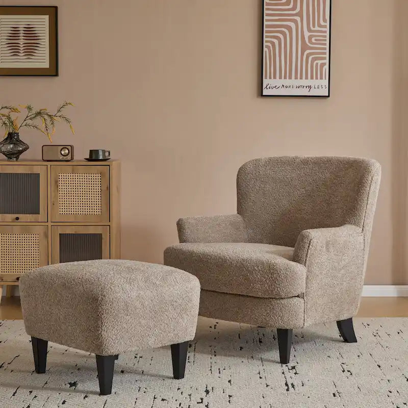 Christopher Knight Home Hartshorn Upholstered Club Chair and Ottoman Duo 38