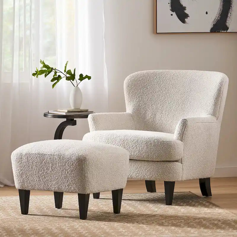 Christopher Knight Home Hartshorn Upholstered Club Chair and Ottoman Duo 1