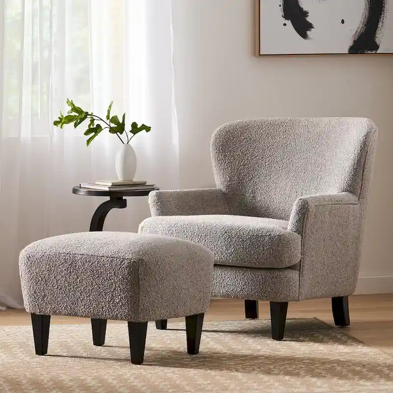 Christopher Knight Home Hartshorn Upholstered Club Chair and Ottoman Duo 2