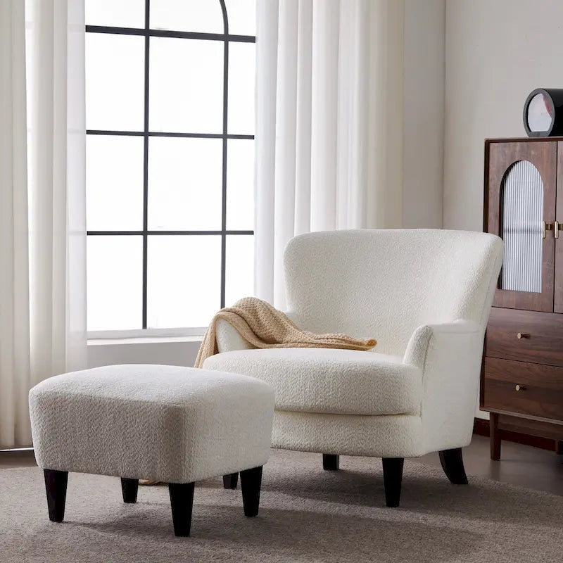 Christopher Knight Home Hartshorn Upholstered Club Chair and Ottoman Duo 3