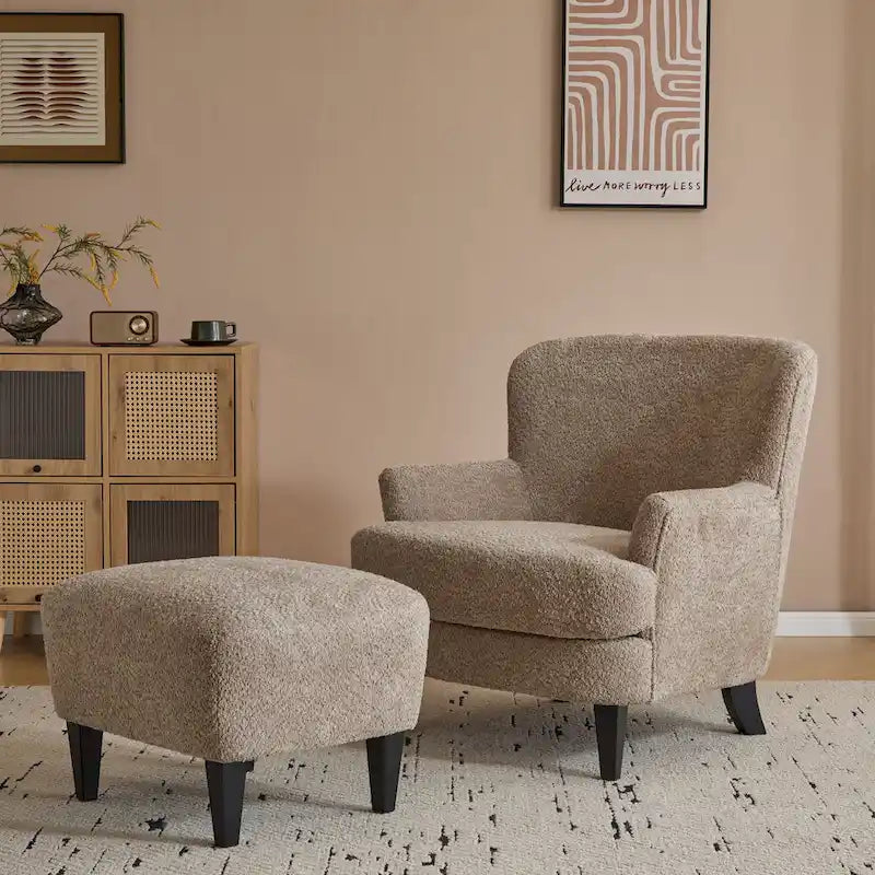 Christopher Knight Home Hartshorn Upholstered Club Chair and Ottoman Duo 4