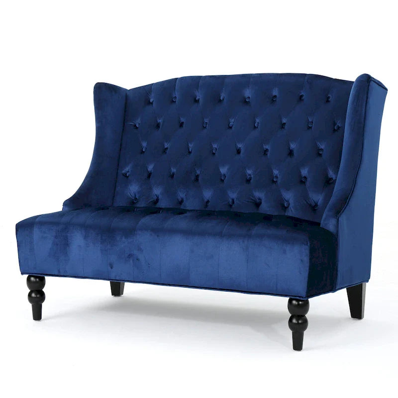 Christopher Knight Home Leora Contemporary Glam Tufted Velvet Wingback Loveseat 3