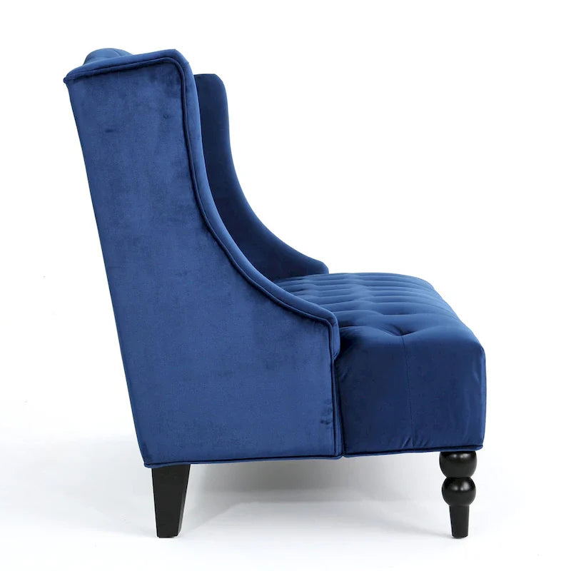 Christopher Knight Home Leora Contemporary Glam Tufted Velvet Wingback Loveseat 4