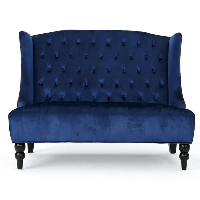 Christopher Knight Home Leora Contemporary Glam Tufted Velvet Wingback Loveseat 5
