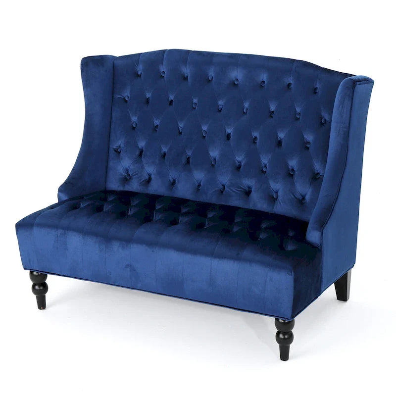 Christopher Knight Home Leora Contemporary Glam Tufted Velvet Wingback Loveseat 6