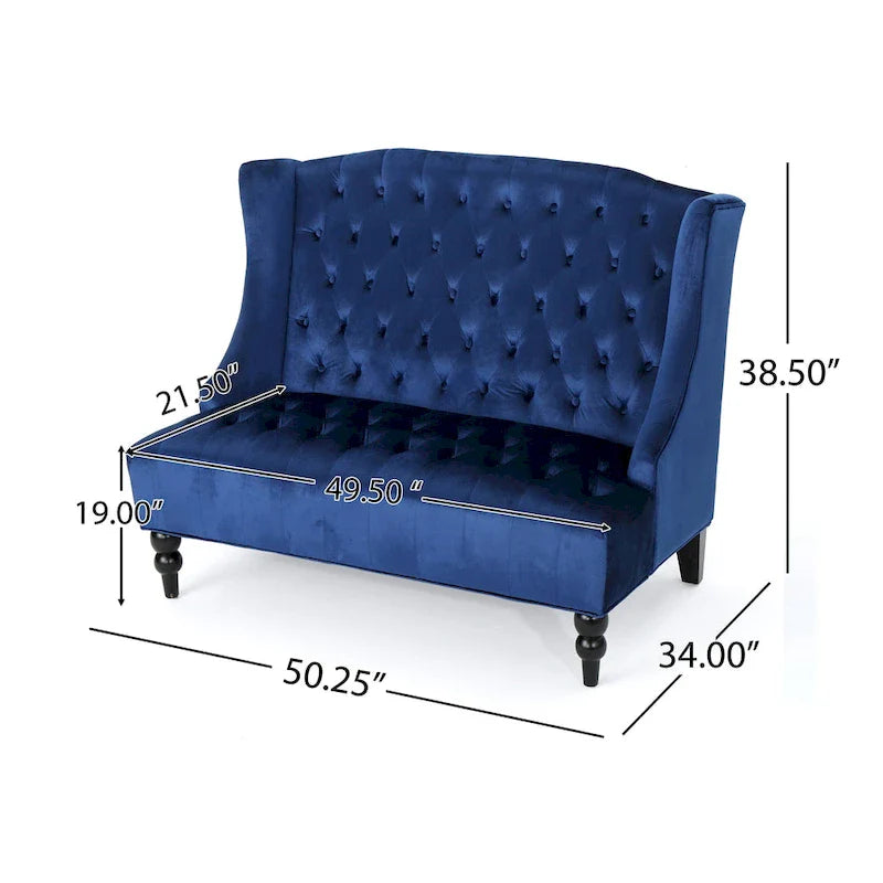 Christopher Knight Home Leora Contemporary Glam Tufted Velvet Wingback Loveseat 9