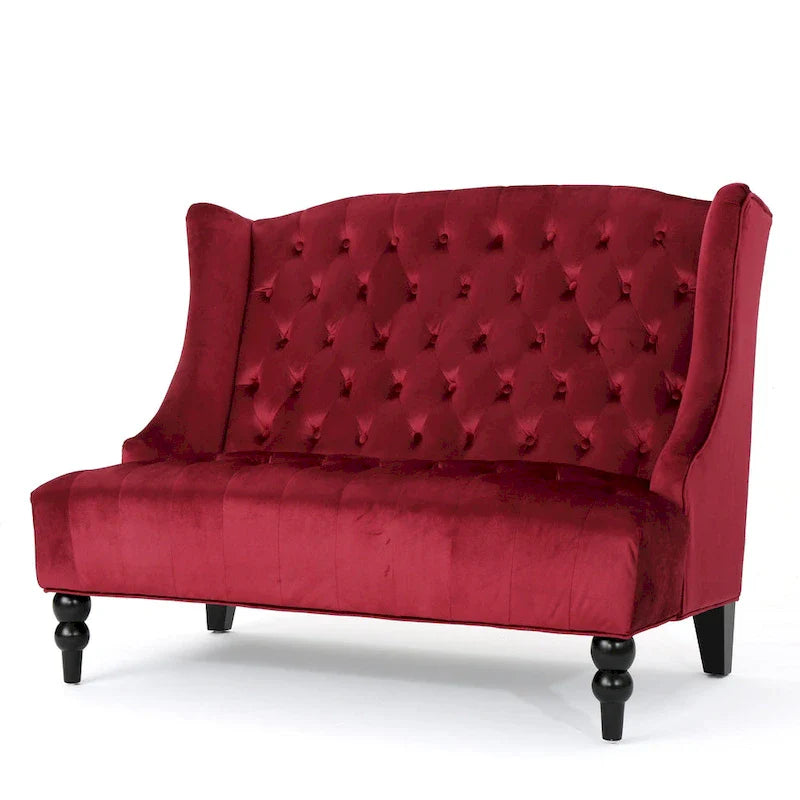 Christopher Knight Home Leora Contemporary Glam Tufted Velvet Wingback Loveseat 12