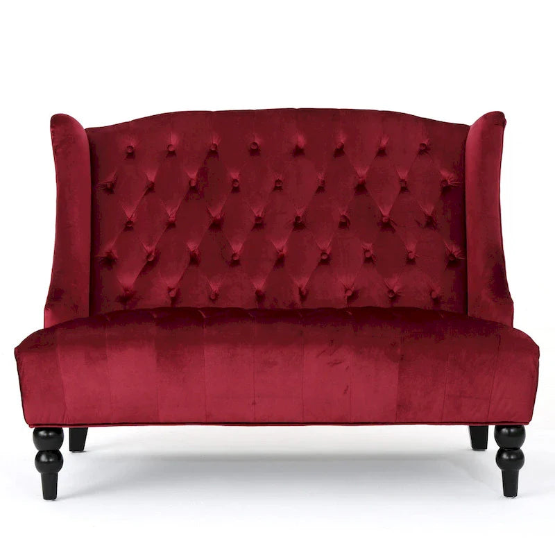 Christopher Knight Home Leora Contemporary Glam Tufted Velvet Wingback Loveseat 14