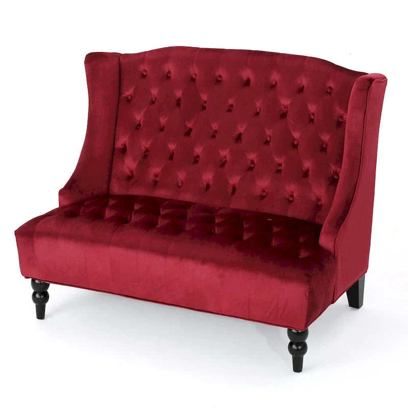 Christopher Knight Home Leora Contemporary Glam Tufted Velvet Wingback Loveseat 15