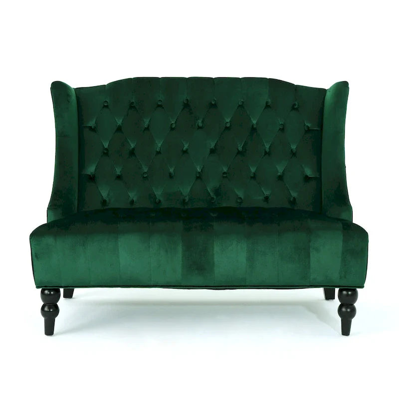 Christopher Knight Home Leora Contemporary Glam Tufted Velvet Wingback Loveseat 19