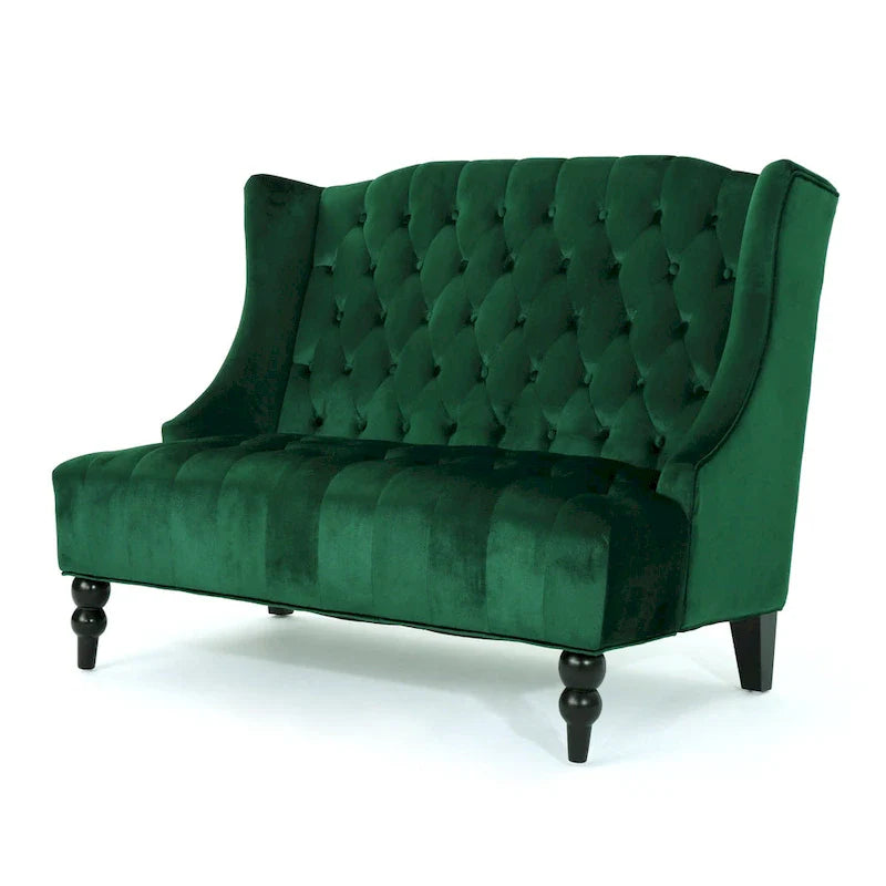 Christopher Knight Home Leora Contemporary Glam Tufted Velvet Wingback Loveseat 20