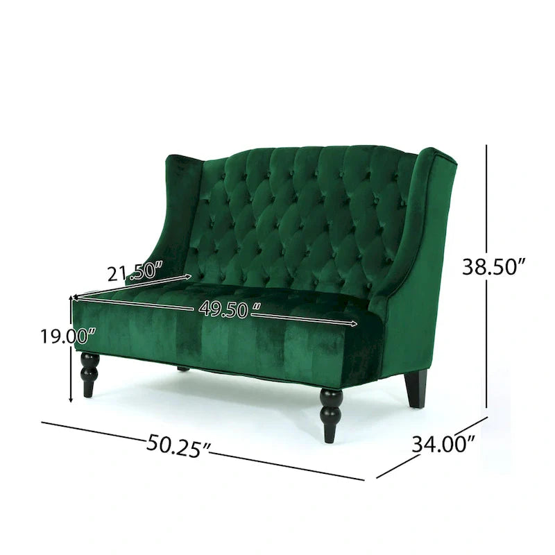 Christopher Knight Home Leora Contemporary Glam Tufted Velvet Wingback Loveseat 25