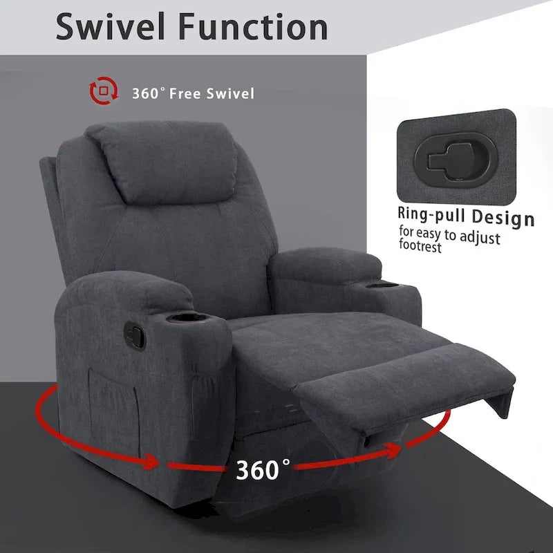 Homall Swivel Fabric Massage Recliner Chair for Living Room 3