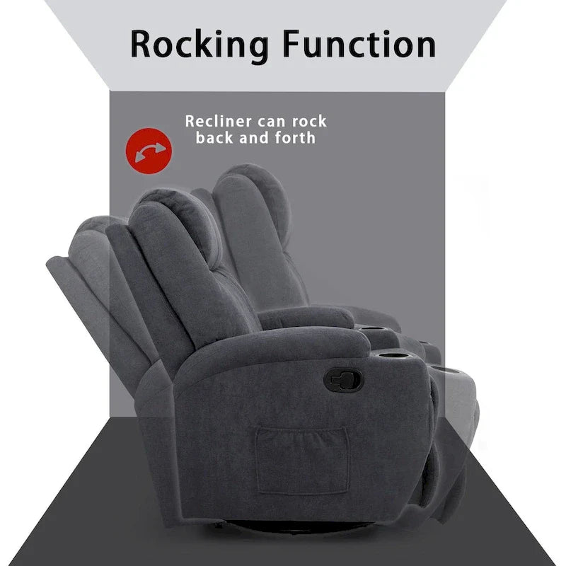 Homall Swivel Fabric Massage Recliner Chair for Living Room 4