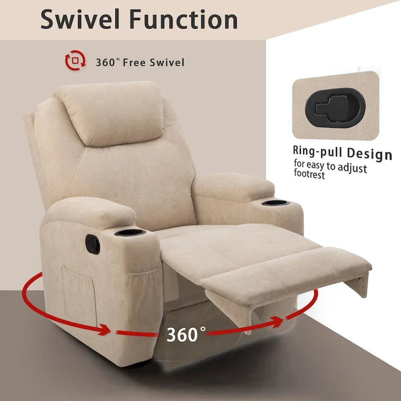 Homall Swivel Fabric Massage Recliner Chair for Living Room 8