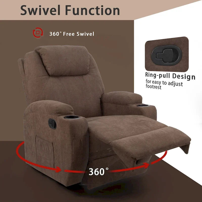 Homall Swivel Fabric Massage Recliner Chair for Living Room 12