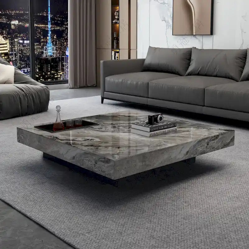 JASIWAY Elegant Sintered Stone Square Coffee Table 24