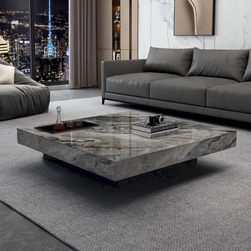 JASIWAY Elegant Sintered Stone Square Coffee Table 1