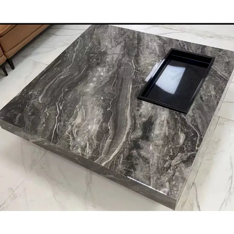 JASIWAY Elegant Sintered Stone Square Coffee Table 2