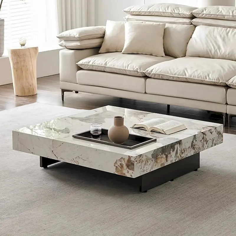 JASIWAY Elegant Sintered Stone Square Coffee Table 15