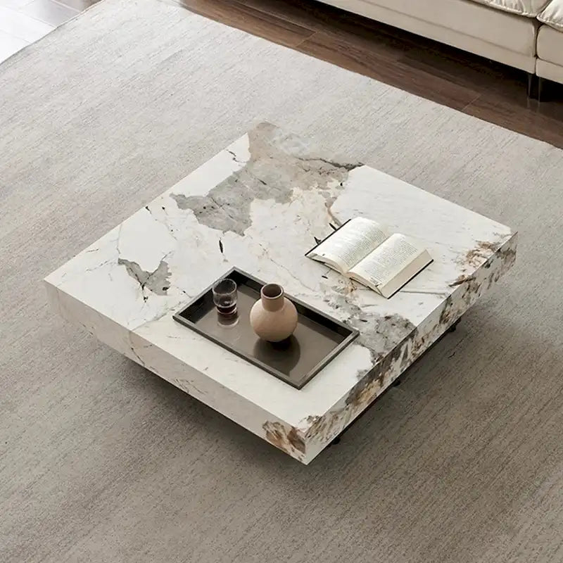 JASIWAY Elegant Sintered Stone Square Coffee Table 18
