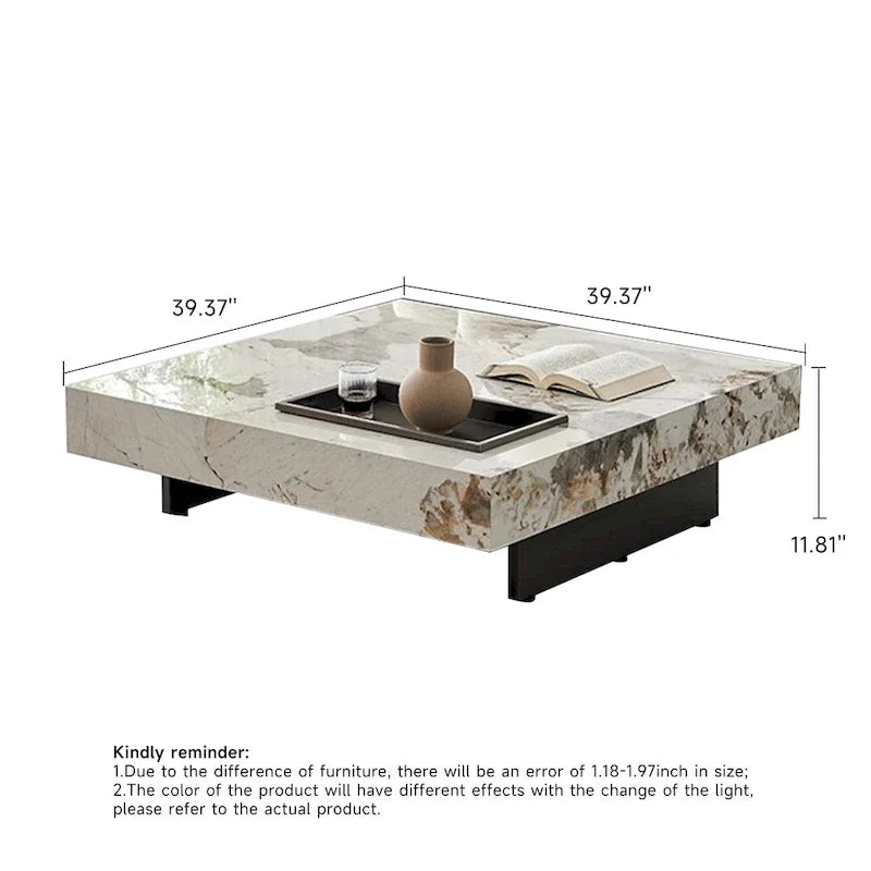 JASIWAY Elegant Sintered Stone Square Coffee Table 20