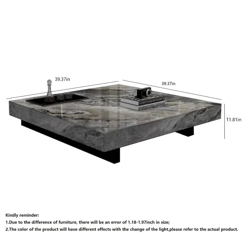 JASIWAY Elegant Sintered Stone Square Coffee Table 22