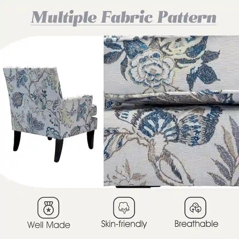 Akorda French Country Armchair with Nailhead Detailing and Sturdy Solid Wood Legs by HULALA HOME 3