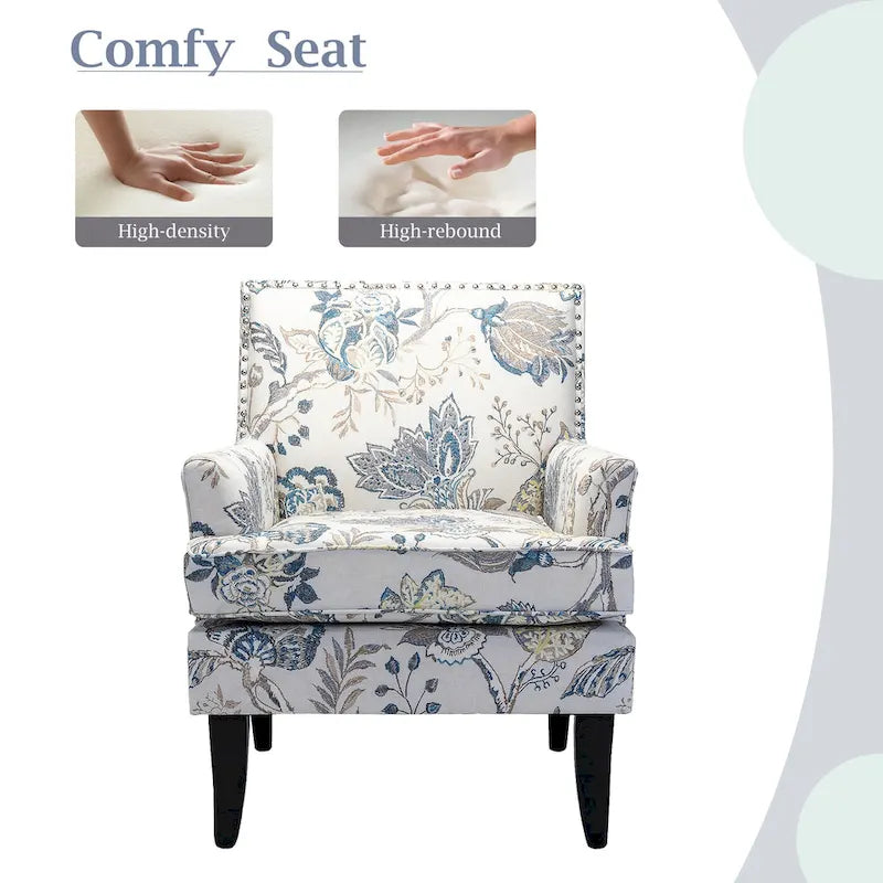 Akorda French Country Armchair with Nailhead Detailing and Sturdy Solid Wood Legs by HULALA HOME 4