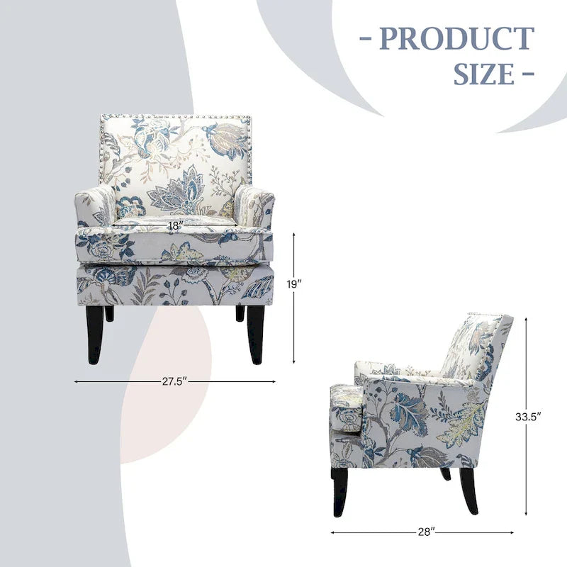 Akorda French Country Armchair with Nailhead Detailing and Sturdy Solid Wood Legs by HULALA HOME 5