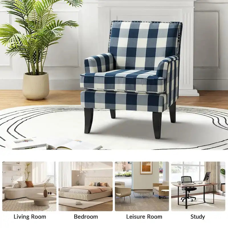 Akorda French Country Armchair with Nailhead Detailing and Sturdy Solid Wood Legs by HULALA HOME 9