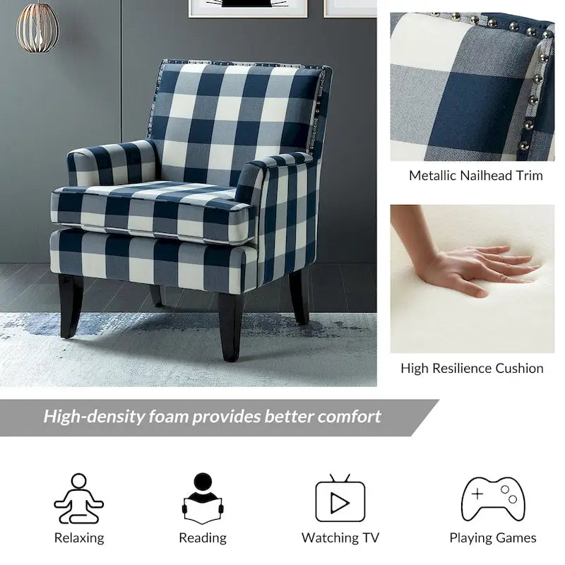 Akorda French Country Armchair with Nailhead Detailing and Sturdy Solid Wood Legs by HULALA HOME 10