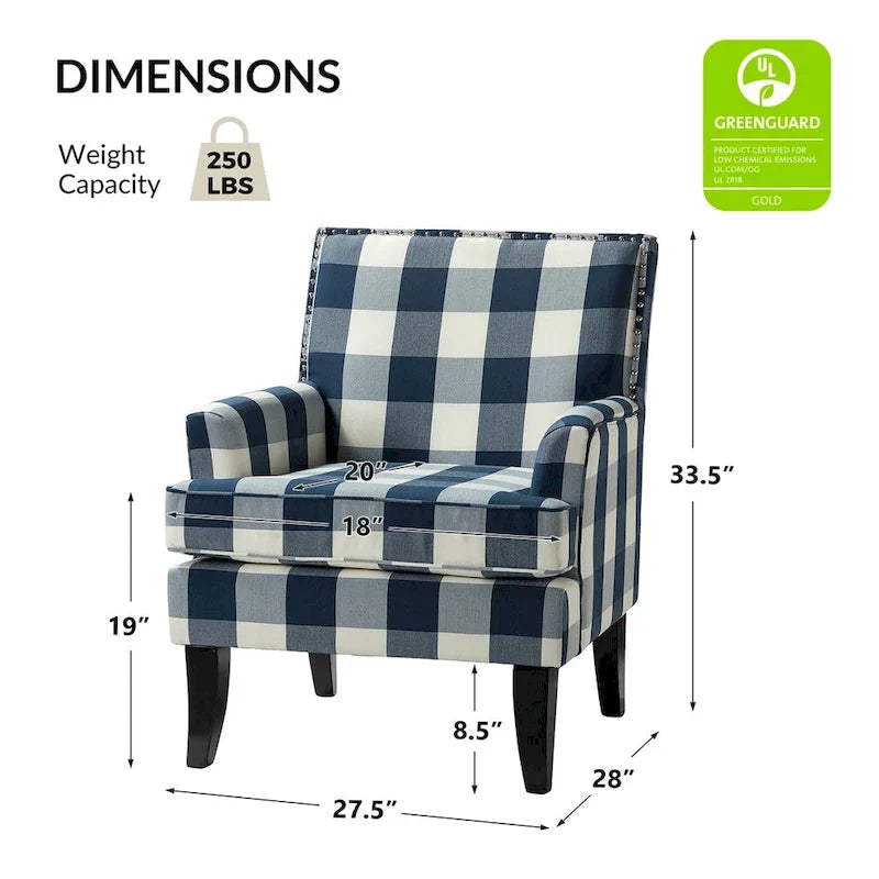 Akorda French Country Armchair with Nailhead Detailing and Sturdy Solid Wood Legs by HULALA HOME 11
