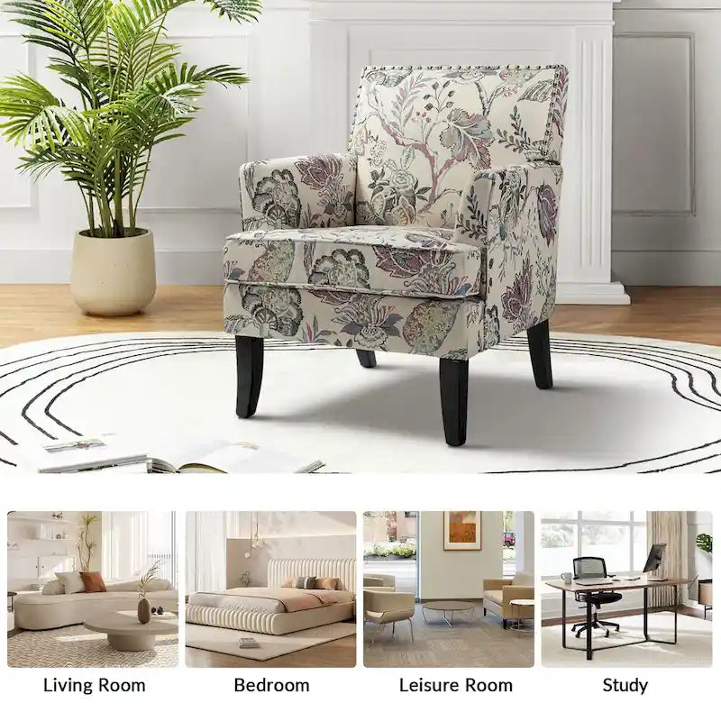 Akorda French Country Armchair with Nailhead Detailing and Sturdy Solid Wood Legs by HULALA HOME 16