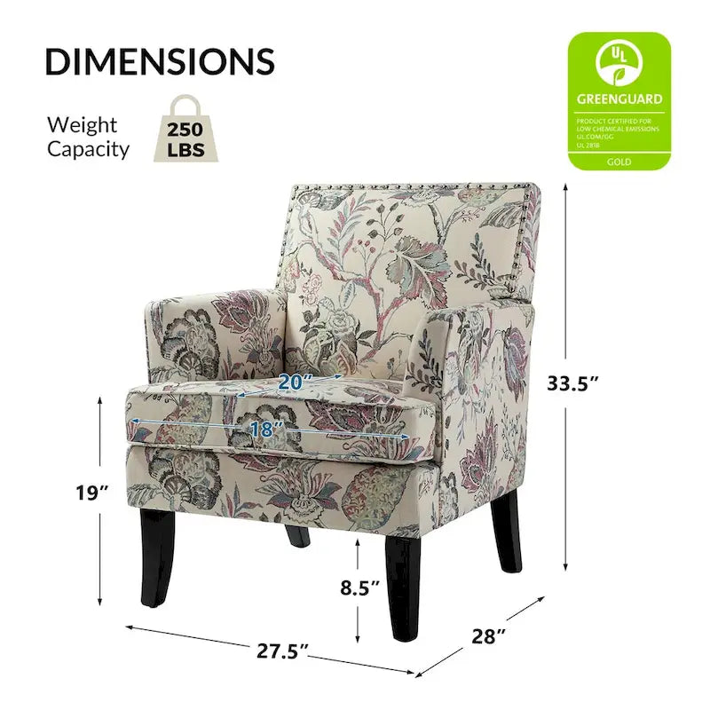 Akorda French Country Armchair with Nailhead Detailing and Sturdy Solid Wood Legs by HULALA HOME 17