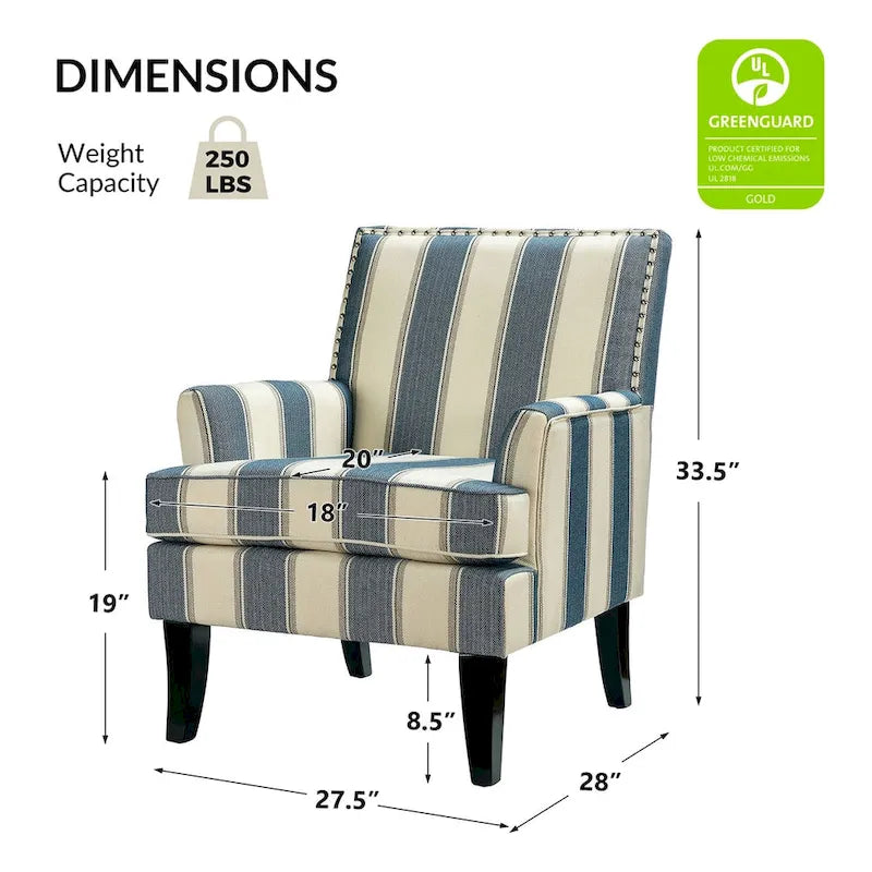 Akorda French Country Armchair with Nailhead Detailing and Sturdy Solid Wood Legs by HULALA HOME 19
