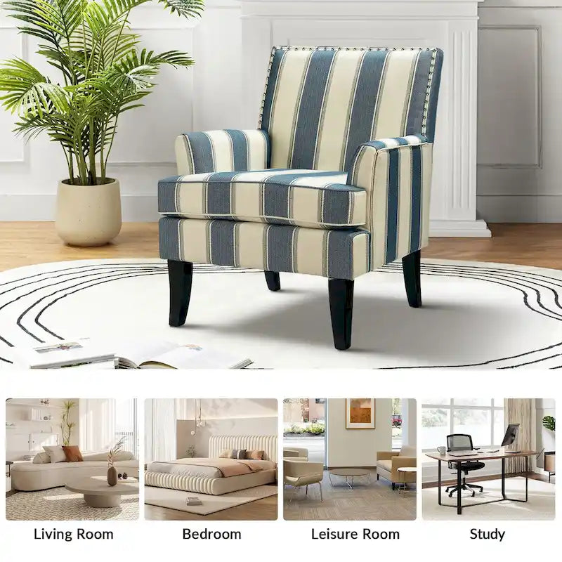 Akorda French Country Armchair with Nailhead Detailing and Sturdy Solid Wood Legs by HULALA HOME 22