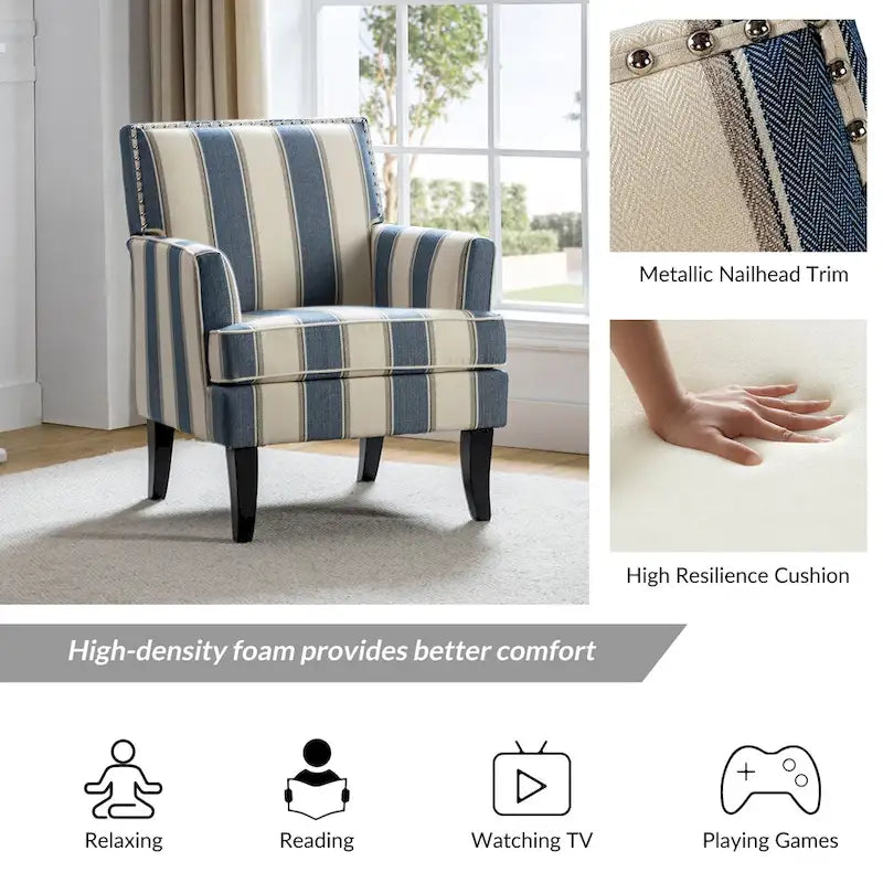 Akorda French Country Armchair with Nailhead Detailing and Sturdy Solid Wood Legs by HULALA HOME 23