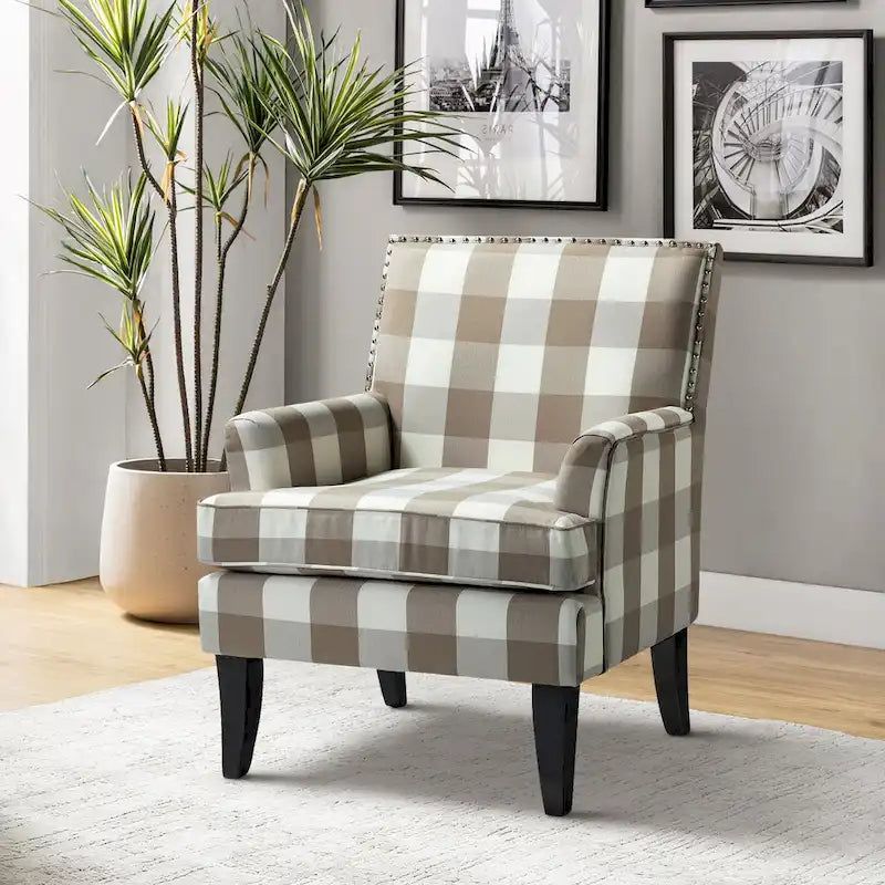 Akorda French Country Armchair with Nailhead Detailing and Sturdy Solid Wood Legs by HULALA HOME 24