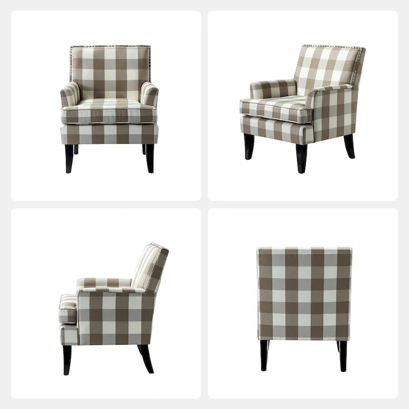 Akorda French Country Armchair with Nailhead Detailing and Sturdy Solid Wood Legs by HULALA HOME 25