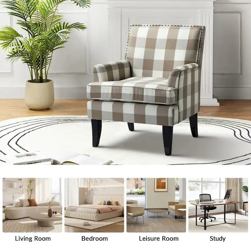 Akorda French Country Armchair with Nailhead Detailing and Sturdy Solid Wood Legs by HULALA HOME 27