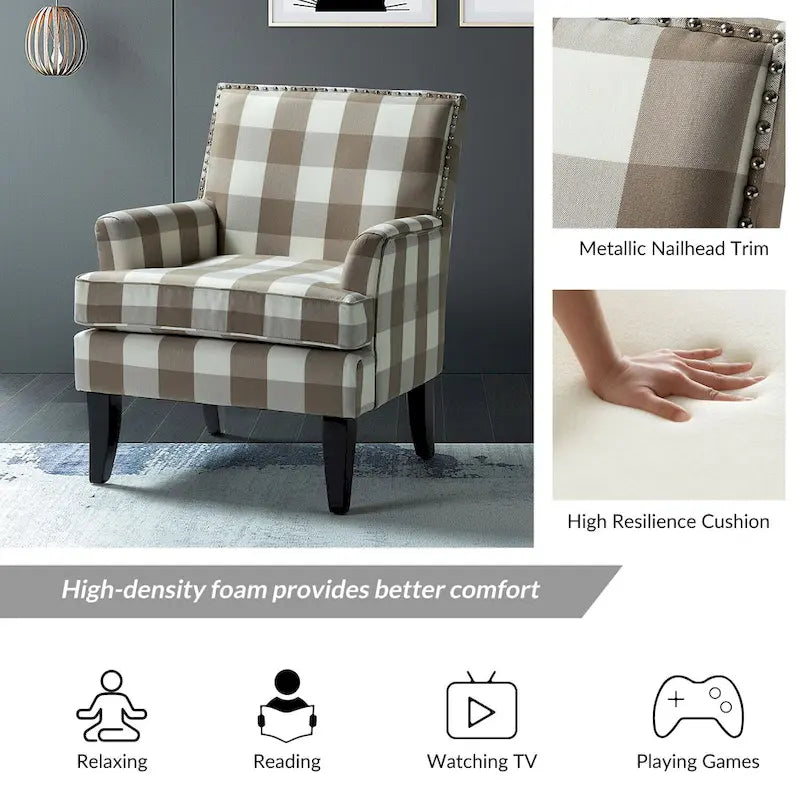 Akorda French Country Armchair with Nailhead Detailing and Sturdy Solid Wood Legs by HULALA HOME 28