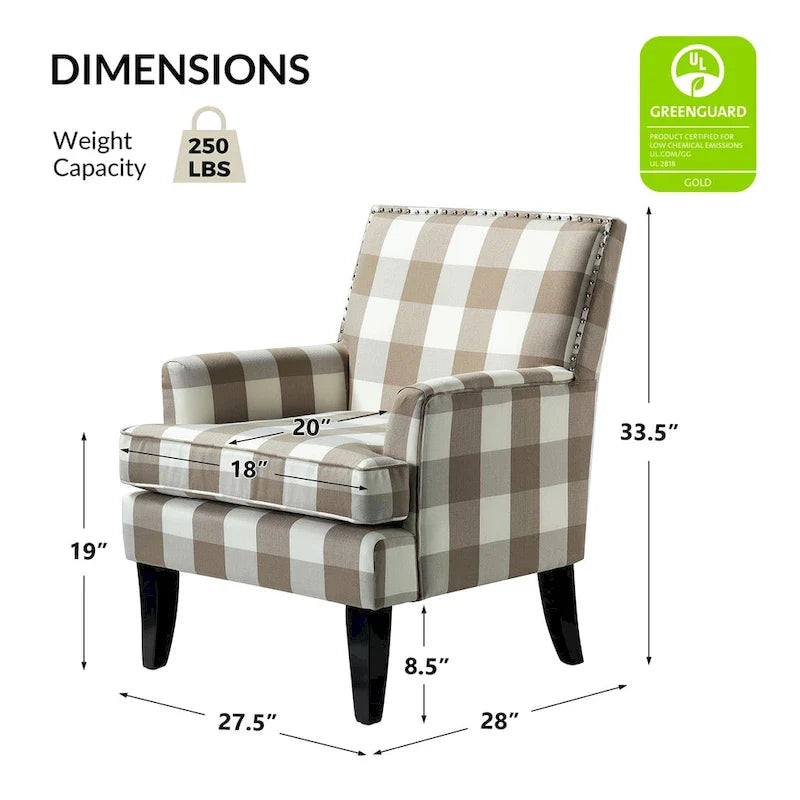 Akorda French Country Armchair with Nailhead Detailing and Sturdy Solid Wood Legs by HULALA HOME 29