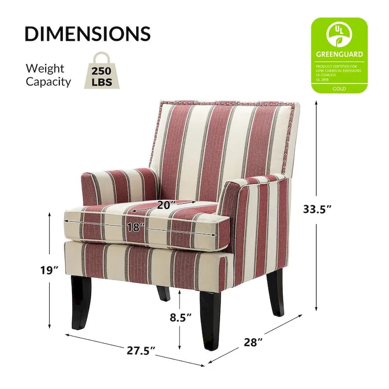 Akorda French Country Armchair with Nailhead Detailing and Sturdy Solid Wood Legs by HULALA HOME 31