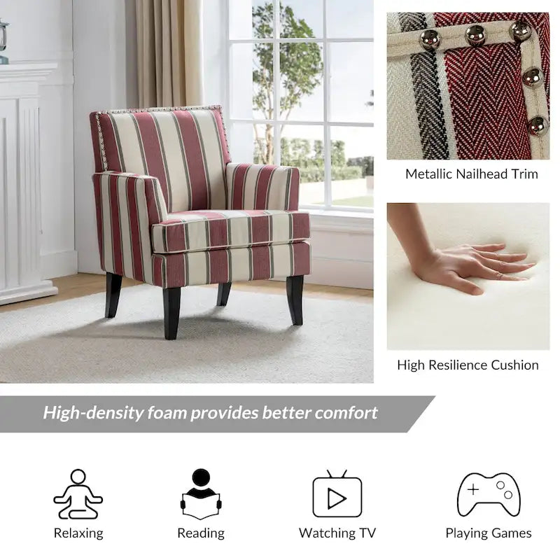 Akorda French Country Armchair with Nailhead Detailing and Sturdy Solid Wood Legs by HULALA HOME 32