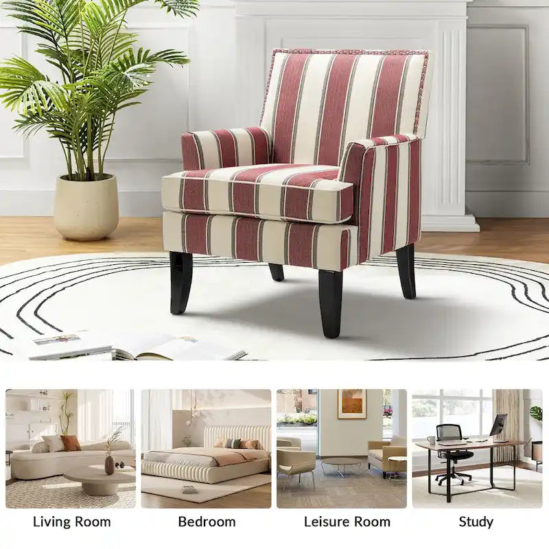 Akorda French Country Armchair with Nailhead Detailing and Sturdy Solid Wood Legs by HULALA HOME 34