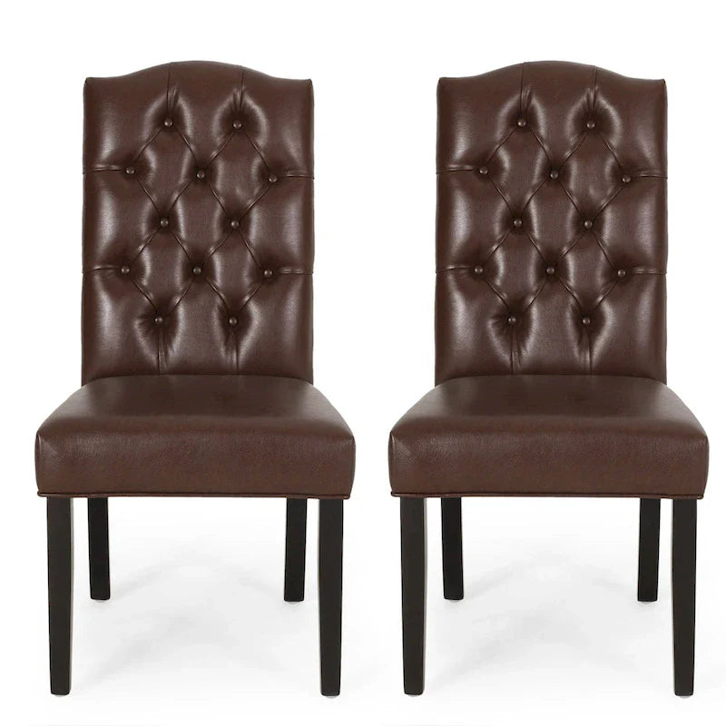 Set of 2 Harriet Modern Tufted Faux Leather Dining Chairs by Christopher Knight Home - Dimensions: 21.5" L x 25.75" W x 41.5" H 3